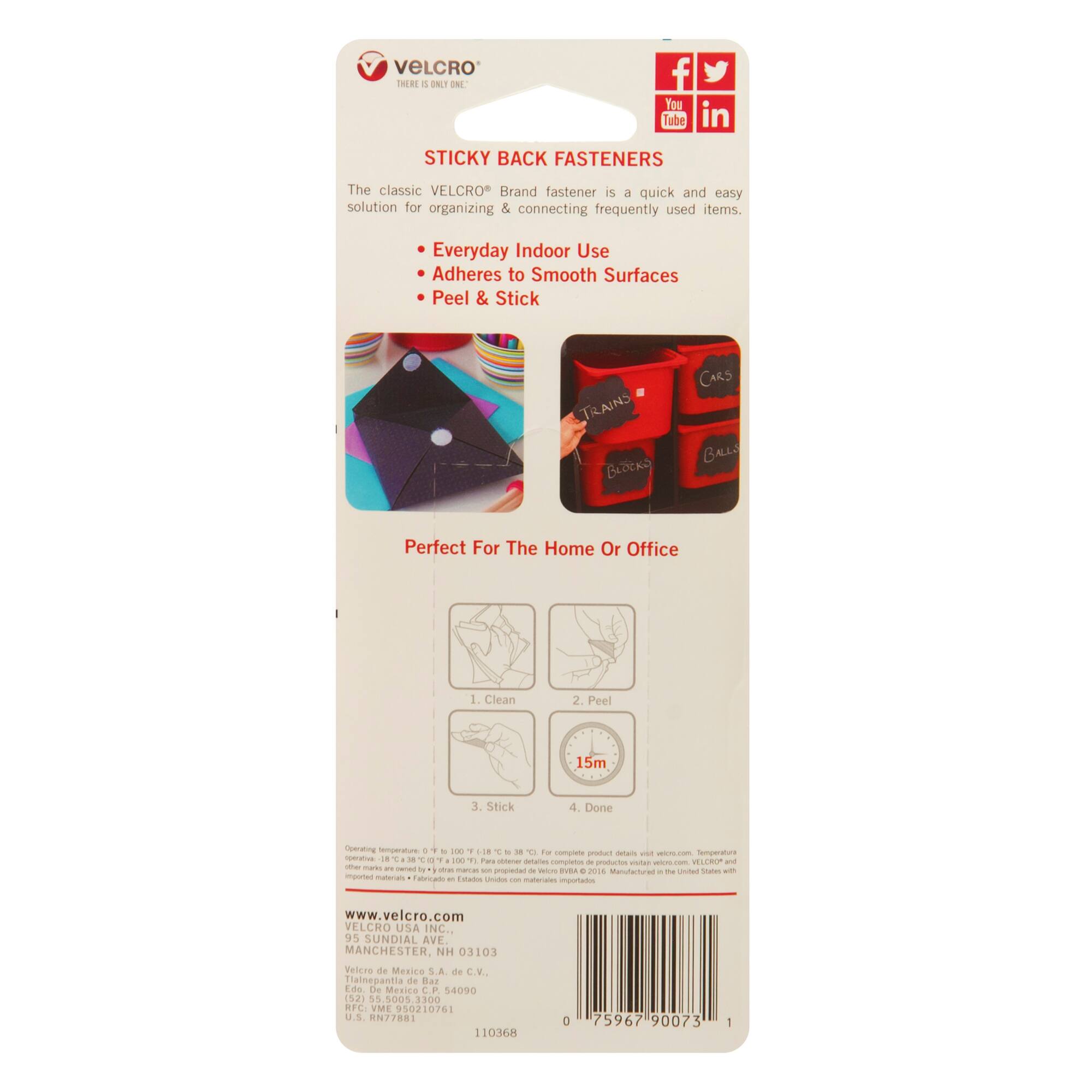 12 Packs: 12 ct. (144 total) VELCRO® Brand Sticky Back White Squares